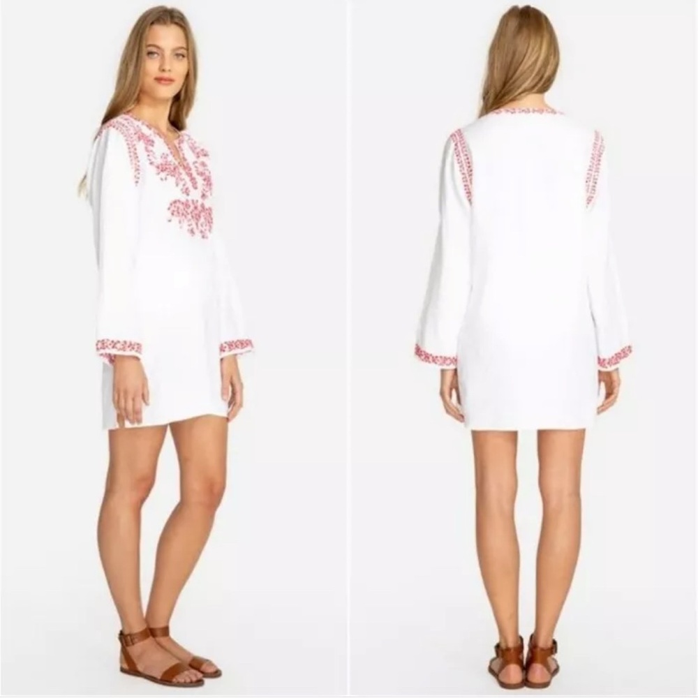 NEW JOHNNY WAS LINEN EMBROIDERED AZALEA TUNIC DRESS TOP M - Picture 2 of 6